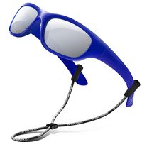 RIVBOS Rubber Kids Polarized Sunglasses With Strap Glasses for Boys Girls Baby and Children Age 3-10 RBK025 （2039-Blue Coating）