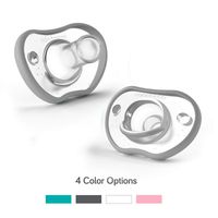 Nanobebe Pacifiers 0-3 Month - Orthodontic, Curves Comfortably with Face Contour, Award Winning for Breastfeeding Babies, 100% Silicon - BPA Free. Perfect Baby Registry Gift 2pk,Grey