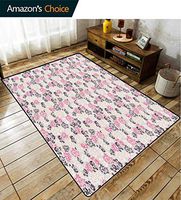 Bigdatastore Beige Animals Door Mats Outdoors, Gentle Floral Arrangement with Abstract Foliage Composition Spiral Stalks and Leaves, Easy Maintenance Area Rug Living Room Bedroom Carpet(8'x 10')