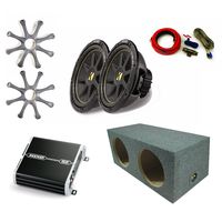 KICKER Dual 10" Comp Sub DXA2501 Amp with Grills,Amp Kit,Enclosure Bundle
