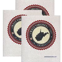 SWEDEdishcloths Swedish Dishcloth Set of 3 Each Swedish Dishcloth Badge Design - West Virginia | Eco Friendly Cleaning Absorbent Cloth Eco Friendly Cleaning Wipes