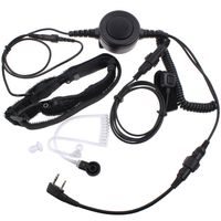 TENQ Professional Tactique Military Police FBI Bodyguard Forehead/Throat Mic Microphone Large Armpit PTT Covert Acoustic Tube Earpiece Headset with Finger PTT for 2-pin Kenwood Baofeng Wouxun Radio