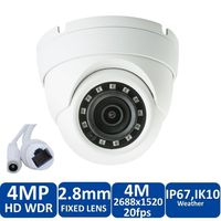 4MP H264/H.265 Fixed Lens Dome, 2.8mm Lens, 20fps@4MP, IP67, 98ft IR, Plug and Play for DAHUA PoE NVR
