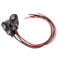 uxcell 3pcs DC 9V Battery Clip I-Type Soft Buckle Connector Lead Wire 15cm Length