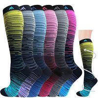 6 Pairs Compression Socks for Women&Men (20-30mmHg)-Best for Running,Travel,Cycling,Pregnant,Nurse (Multicoloured 2, Small/Medium)