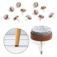 40pcs Furniture Felt Pad Round Heavy Duty Nail-on Slider Glide Pad Floor Protector for Wooden Furniture Chair Tables Leg Feet(Dia 0.8"/20mm,Brown)