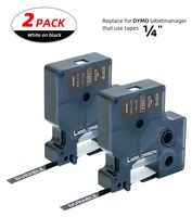 2PK Dymo Standard Tape Cartridge 43621 White on Black D1 Labels Cassette Compatible for LabelManager,1/4"x23'(6mmx7m)