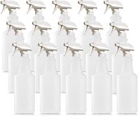 BAR5F Empty Plastic Spray Bottles 32 oz. for Cleaning and Chemical Solution, Leak Proof with Adjustable Head Sprayer from Fine to Stream, Made in USA (Pack of 16)
