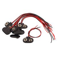 uxcell 10Pcs 2-Wire Soft Faux Leather T Type 9V 9 Volt Battery Clip Connector