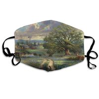 Hateone Unisex Unique Mouth Mask - Farm Morning Landscape Art Polyester Anti-dust Masks - Fashion Washed Reusable Face Mask for Outdoor Cycling