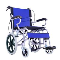 QIDI Wheelchair Ultra Lightweight Manual Steel Folding Brakes Trolley Scooter (Color : Blue)