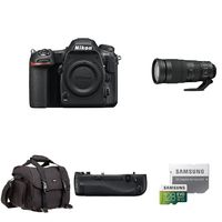 Nikon D500 DX-Format Digital SLR Body w/ Sports and Wildlife Lens and Deluxe Battery Grip Bundle