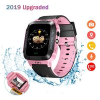 Eleoption Kids Smart Watches GPS Tracker Phone Call for Boys Girls Digital Wrist Watch, Sport Smart Watch, Touch Screen Cellphone Camera Anti-Lost SOS Learning Toy for Kids Gift (Black&Pink)