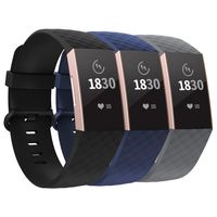 adepoy Compatible with Fitbit Charge 3 Bands for Women Men Large Small, Adjustable Replacement Wristbands for Fitbit Charge 3 and Fitbit Charge 3 SE, 3 Pack, Black, Navy, Gray, Large