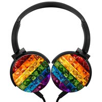 LGBT Pride Flag Stereo Headphones Lightweight with Mic Over Ear, Cartoon Headsets for iPhone, Ipad, Smartphone and Tv 3.5Mm Black