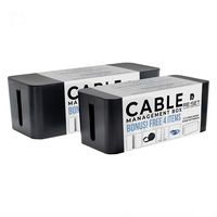 Re:set Wire Organizer Box. For Cable and Cord Management [2 Sets]. Comes with Cable Clips, Ties, Velcro Roll and Fast Charge Cable. For Computer Desk, Power Strip, TV Wall Mount, Gaming Socket Shelf.