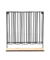 Mind Reader WMNT5C-BLK Wall Mount Single Serve Dispenser 5 Compartments, 35 Coffee Pod Capacity, 12.5" W x 12.75" H, Black/Bamboo