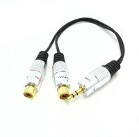 SinLoon Premium Pure Aluminium Alloy 3.5mm 1/8 Stereo Male to 2RCA Female Stereo Audio Y Splitter Cable Gold Plated for Smartphones, MP3, Tablets, Home Theater,0.8ft/25cm(3.5M-2RCA F)