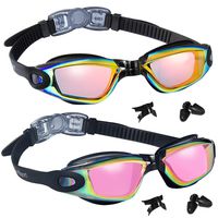EverSport Swim Goggles, Pack of 2 Swimming Goggles, Swim Glasses No Leaking Anti Fog UV Protection for Adult Men Women Youth Kids Child, Watertight (Black with Pink Lens&Black with Orange Lens)