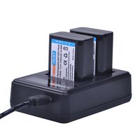 PowerTrust NP-FW50 2-Pack Replacement Battery and LCD Dual USB Charger for Sony Alpha a6500, a6300, a6000, NEX-7, NEX-5N, NEX-F3, NEX-3D, NEX-3DW, NEX-3K, NEX-5C, NEX-5DB, Alpha 7R II Camera