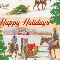 Cowboy Christmas Wrapping Paper Roll, 2 feet x 20 feet, Happy Holidays Western Gift Wrap with Cowboys, WRAP & Revel® R