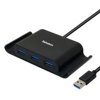 USB Hub Tainston 3-Port USB 3.0 Data Hub with Phone Stand Holder for Mac Windows OS and Linux-Black