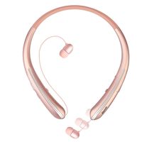 Bluetooth Headphones,Bluenin Wireless Neckband Headset with Retractable Earbuds, Sports Sweatproof Noise Cancelling Stereo Earphones with Mic(Rose Gold)