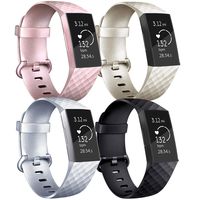 Vancle Pack 4 Silicone Bands Compatible with Fitbit Charge 3 Bands for Women Men, Rose Gold Silver Sport Wristbands for Fitbit Charge 3/Fitbit Charge 3 SE (Black/Gold/Rose Gold/Silver, Small)