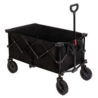 Pacific Pass Camping Folding Wagon Garden Cart with Carry Bag Supports 180lbs, Black