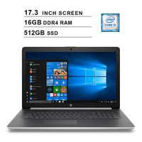 2019 Flagship HP Pavilion 17.3 Inch HD+ SVA Laptop (i3-8130U 2.20GHz up to 3.4GHz, 16GB RAM, 512GB SSD, WiFi, BT, DVDRW, HDMI, HD Audio, Webcam, Windows 10) (Silver)