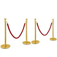 BestEquip 4PCS Stainless Steel Stanchion Posts Queue Red Velvet Ropes Silver 38In Rope Barriers Queue Line Crowd Control Barriers for Patrty Supplies