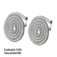 Telephone Phone Handset Cable Cord,Uvital Coiled Length 0.72 to 6 Feet Uncoiled Landline Phone Handset Cable Cord RJ9/RJ10/RJ22 4P4C(White,2 PCS)