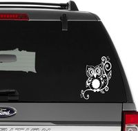 Owl Flower Vine Vinyl Decal Sticker for Wall Decor, Windows, Laptop, Car, Truck, Motorcycle, Vehicles (Size-6 inch/15 cm Tall) - (Gloss White Color)