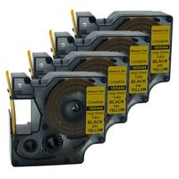 QPMY 4 Pack Compatible for DYMO 1805444 Black on Yellow Heat-Shrink Tube Rhino IND Label Tape 1" x 5'