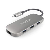 HooToo USB C Hub, 6-in-1 USB C Network Adapter with Gigabit Ethernet port, 4K HDMI, 100W Power Delivery, 3 USB3.0 for MacBook & Type C Windows Laptops - Gray