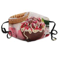 YUIOP Pasta Ice Cream Cake Printed Mask Neutral Mask for Men and Women Polyester Dust-Proof Breathable Mask