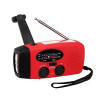 TIVDIO HY-088WB AM/FM/NOAA Weather Dynamo Emergency Radio with LED Flashlight Outdoor Indoor Solar Hand Crank Self Powered with Power Bank Charger for Smart Phone(Red)