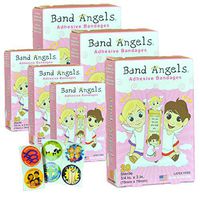 Band Angels Kids Bandaids Cute and Colorful Bandaids Kids Will Love with Bible Verse, 6 (20 Count) Boxes with Inspirational Stickers