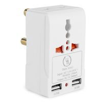 South Africa Adapter by Yubi Power TMA32AU Travel Adapter with 2 Universal Outlets and 2 USB 2.0 Ports - Built in Surge Protector and Light Indicator - Plug Type M works with South Africa and more