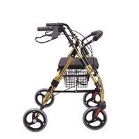 EGCLJ Elderly 4 Wheel Rollator Walker with Padded Seat, Lockable Brakes, Ergonomic Handles, and Shopping Basket, Limited Mobility Aid