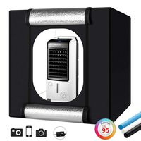 Heorryn Professional Photo Light Box, 32x32x32 Inches Portable Photo Studio Box Folding Shooting Tent Kit with Brightness Dimmable LED Lights & 3 Backdrops for Jewellery, Food, Shoes Photography etc