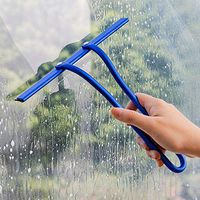 AHDE Shower Squeegee Glass Squeegee Window Squeegee,All-Purpose Stainless Steel Shower Cleaner for Shower Doors, Bathroom,Kitchen,Window,Restaurant,Mirror and Car Glass(Blue)