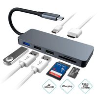 USB C Hub, Aluminium Alloy 7-in-1 Multi-Port Type C Adapter with PD Power Delivery, 4K HDMI, 3 USB Ports, SD/TF Card Reader for Notebook/Tablet/PC/Phone/MacBook/MacBook Pro and More USB C Devices
