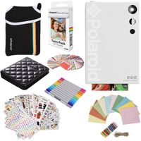 Polaroid Mint Instant Digital Camera (White) Gift Bundle + Paper (20 Sheets) + Deluxe Pouch + 9 Fun Sticker Sets + Twin Tip Markers + Photo Album + Hanging Frames + 100 Sticker Frame Set