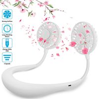Hand Free Personal Fan, Portable Handheld Mini Fan, Headphone Design Wearable Neckband Fan Necklance Fan Cooler Fan with Dual Wind Head, Rechargeable Perfect for Sports, Traveling and Office (White)