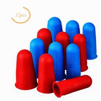 12Pcs Hot Glue Anti-scalding Finger Caps Silicone Finger Protectors in 3 Sizes Protector Non-Slip Resistant Anti Fingers Cover