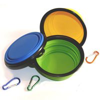 COMSUN 3-Pack Collapsible Dog Bowl, Foldable Expandable Cup Dish for Pet Cat Food Water Feeding Portable Travel Bowl Blue Green Yellow