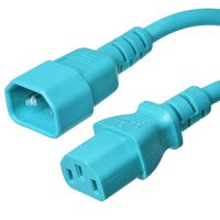 C14 to C13 Power Cord - 8 Foot, Carolina Blue, 15A/250V, 14/3 AWG, IEC 60320 - Iron Box Part # IBX-2799-08