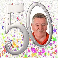50th Birthday Gift Wrapping Paper | Personalized with Your Photograph (10 Foot Roll, Sliver Party Stars)
