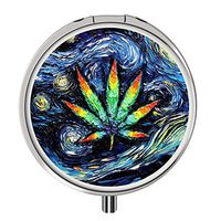 Pill Box Round,Compact 3 Compartment Medicine Case, Stainless Steel Pill Case for Pocket or Purse